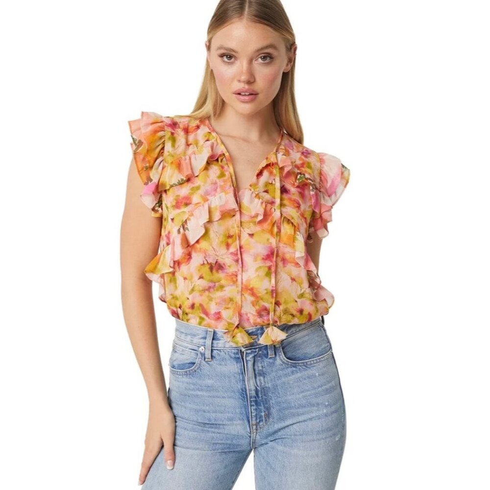 Misa Los Angeles‎ Emi Top Golden Floral Mix Size L